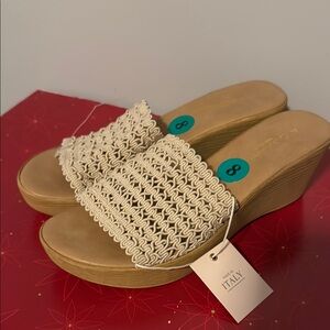 Women's Cream Wedge Sandals